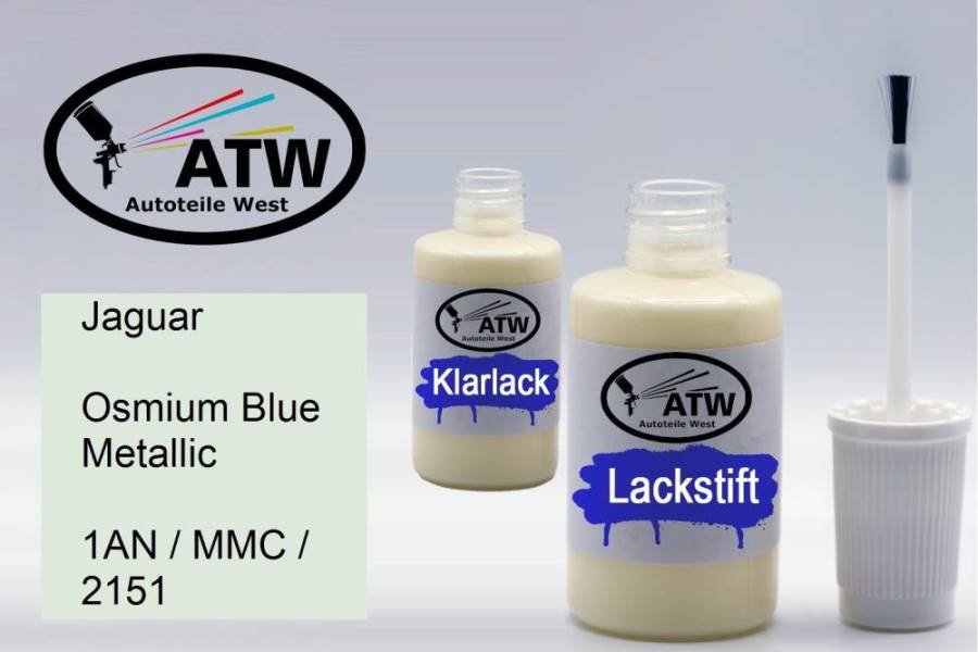 Jaguar, Osmium Blue Metallic, 1AN / MMC / 2151: 20ml Lackstift + 20ml Klarlack - Set, von ATW Autoteile West.